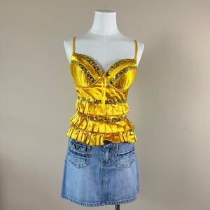 Gorgeous Y2K Coconut Girl Fairy Sequin Yellow Tank Top